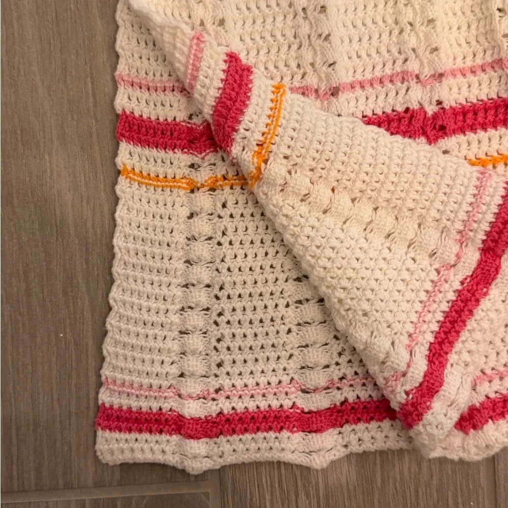 FATE Stripe Crochet Boho Hippie Cream Pink Festival Midi Skirt Size Large NWT - Picture 7 of 8